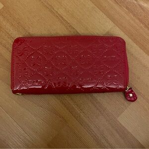 Yu Liss Red Long Bow Ribbon Embossed Wallet with Card slots